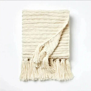 NWOT Raised Striped Chunky Knit Throw
Blanket Cream - Studio McGee